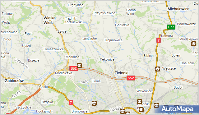 mapa Pękowice, Pękowice na mapie Targeo