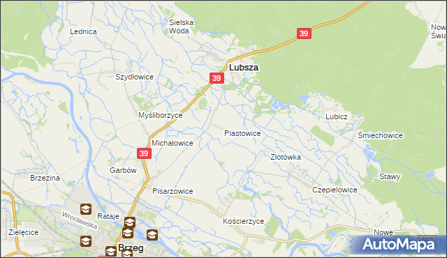 mapa Piastowice gmina Lubsza, Piastowice gmina Lubsza na mapie Targeo