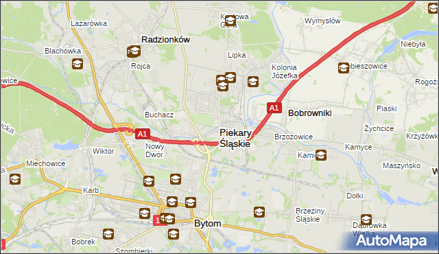 mapa Piekary Śląskie, Piekary Śląskie na mapie Targeo