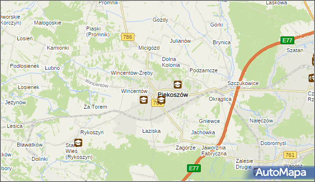 mapa Piekoszów, Piekoszów na mapie Targeo