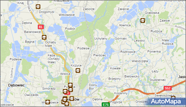 mapa Pierściec, Pierściec na mapie Targeo