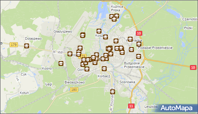 mapa Piły, Piła na mapie Targeo