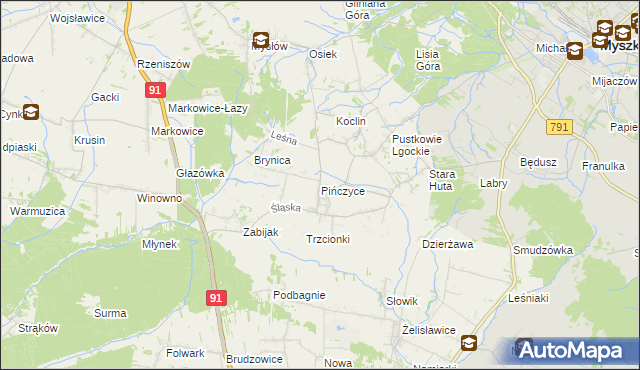 mapa Pińczyce, Pińczyce na mapie Targeo