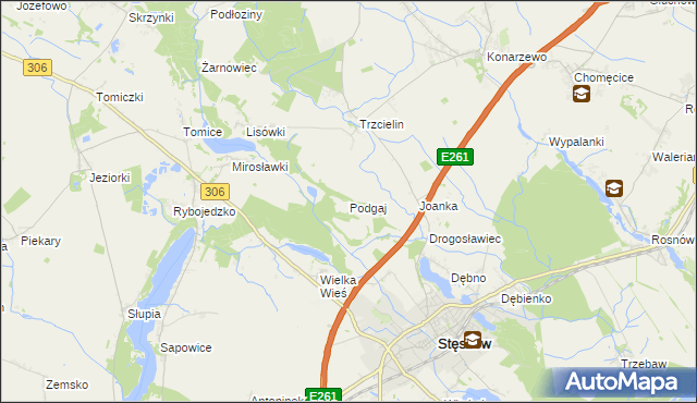 mapa Podgaj gmina Dopiewo, Podgaj gmina Dopiewo na mapie Targeo