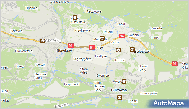 mapa Podlipie gmina Bolesław, Podlipie gmina Bolesław na mapie Targeo