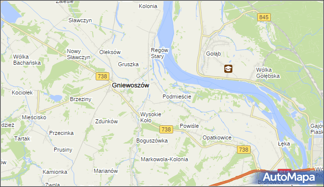 mapa Podmieście gmina Gniewoszów, Podmieście gmina Gniewoszów na mapie Targeo