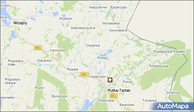 mapa Potopy, Potopy na mapie Targeo