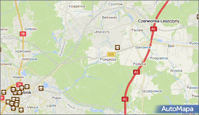 mapa Przegędza, Przegędza na mapie Targeo