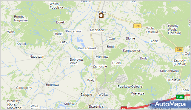 mapa Pustków gmina Dębica, Pustków gmina Dębica na mapie Targeo