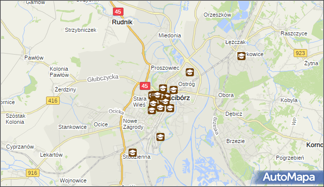 mapa Racibórz, Racibórz na mapie Targeo