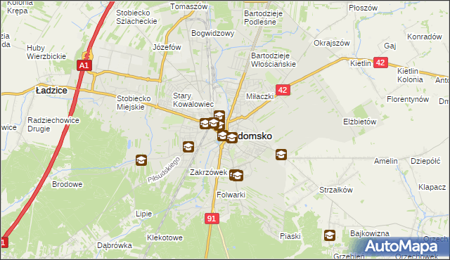 mapa Radomsko, Radomsko na mapie Targeo