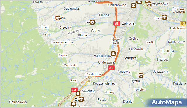 mapa Radziechowy, Radziechowy na mapie Targeo