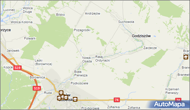 mapa Rataj Ordynacki, Rataj Ordynacki na mapie Targeo