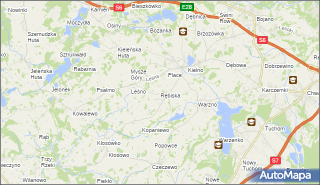 mapa Rębiska gmina Szemud, Rębiska gmina Szemud na mapie Targeo