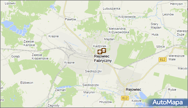 mapa Rejowiec Fabryczny, Rejowiec Fabryczny na mapie Targeo