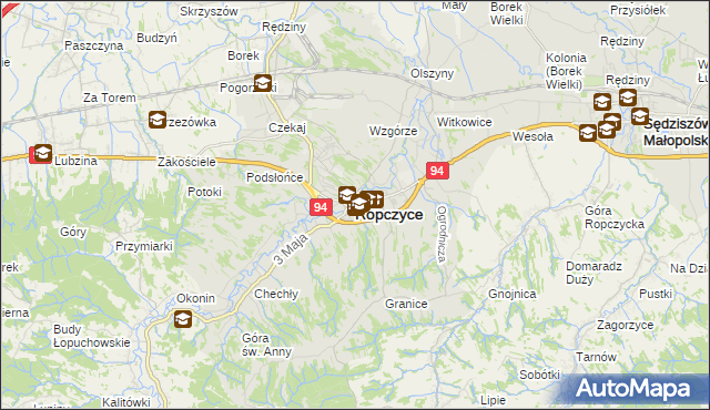 mapa Ropczyce, Ropczyce na mapie Targeo