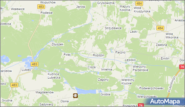 mapa Roździn, Roździn na mapie Targeo