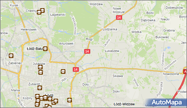 mapa Różki gmina Łódź, Różki gmina Łódź na mapie Targeo