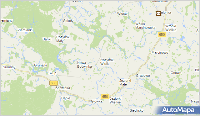 mapa Rożyńsk Wielki gmina Gołdap, Rożyńsk Wielki gmina Gołdap na mapie Targeo