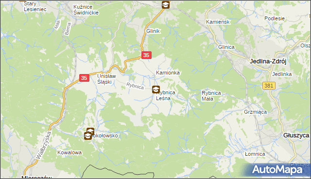 mapa Rybnica Leśna, Rybnica Leśna na mapie Targeo