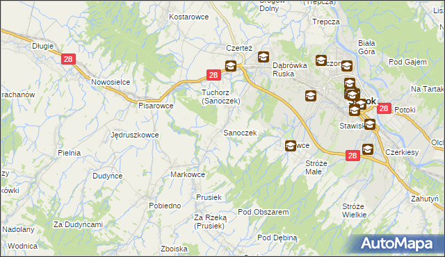 mapa Sanoczek, Sanoczek na mapie Targeo