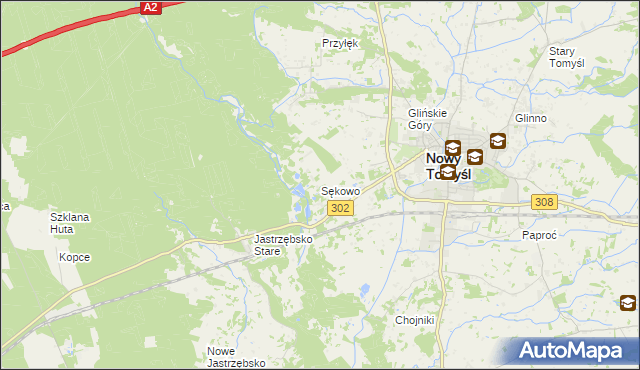 mapa Sękowo gmina Nowy Tomyśl, Sękowo gmina Nowy Tomyśl na mapie Targeo