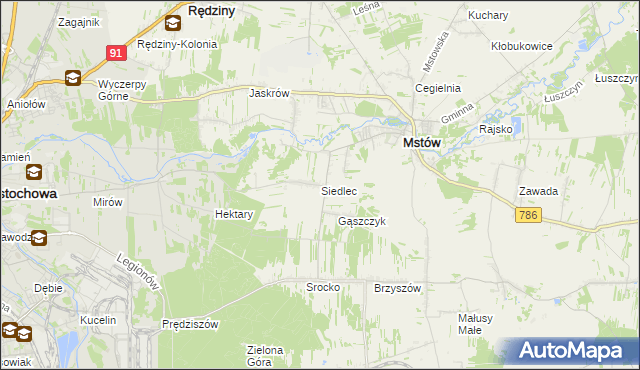 mapa Siedlec gmina Mstów, Siedlec gmina Mstów na mapie Targeo