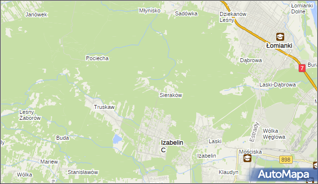 mapa Sieraków gmina Izabelin, Sieraków gmina Izabelin na mapie Targeo