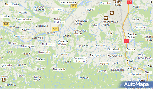 mapa Skrudzina, Skrudzina na mapie Targeo