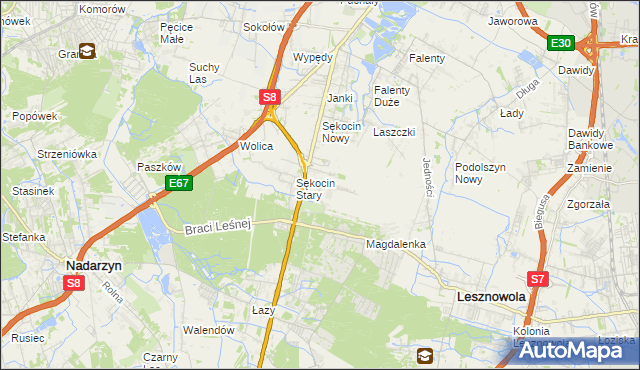 mapa Słomin gmina Raszyn, Słomin gmina Raszyn na mapie Targeo