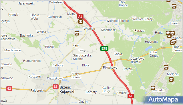 mapa Słone gmina Brześć Kujawski, Słone gmina Brześć Kujawski na mapie Targeo