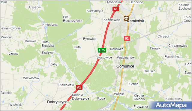 mapa Słostowice, Słostowice na mapie Targeo