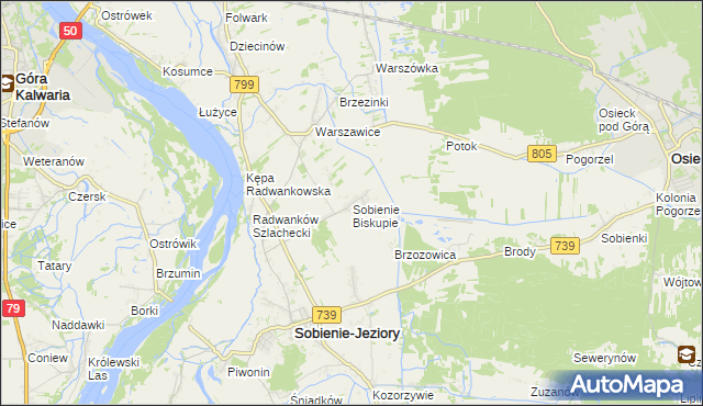 mapa Sobienie Biskupie, Sobienie Biskupie na mapie Targeo