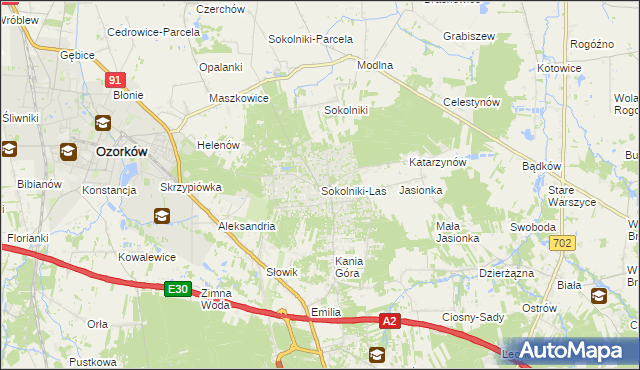 mapa Sokolniki-Las, Sokolniki-Las na mapie Targeo