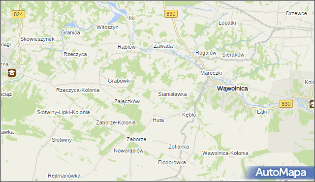 mapa Stanisławka gmina Wąwolnica, Stanisławka gmina Wąwolnica na mapie Targeo