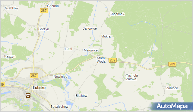 mapa Stara Woda gmina Lubsko, Stara Woda gmina Lubsko na mapie Targeo
