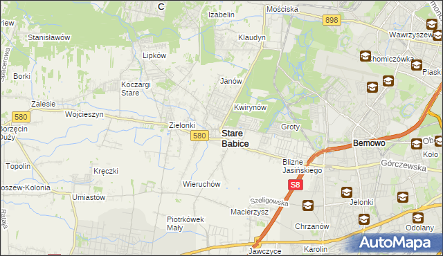 mapa Stare Babice, Stare Babice na mapie Targeo