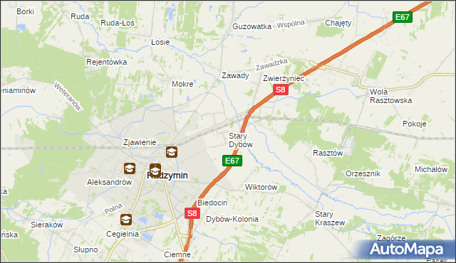 mapa Stary Dybów, Stary Dybów na mapie Targeo