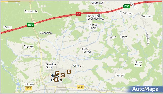 mapa Stary Tomyśl, Stary Tomyśl na mapie Targeo
