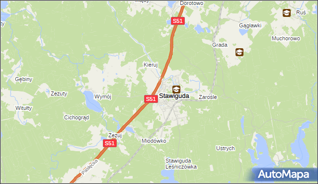 mapa Stawiguda, Stawiguda na mapie Targeo