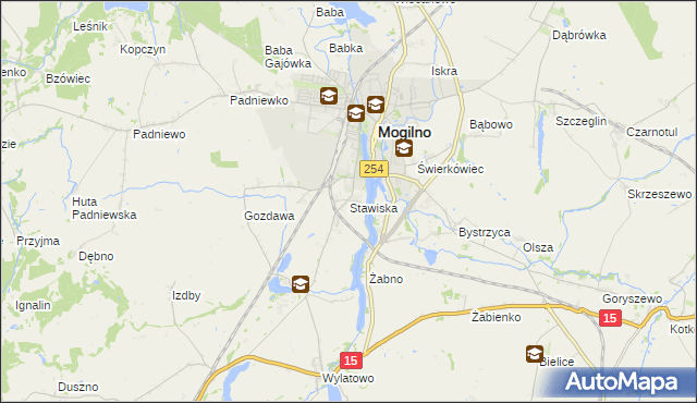 mapa Stawiska gmina Mogilno, Stawiska gmina Mogilno na mapie Targeo