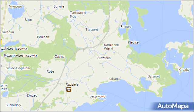 mapa Stawiska gmina Węgorzewo, Stawiska gmina Węgorzewo na mapie Targeo