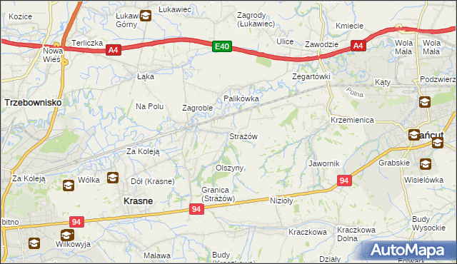 mapa Strażów, Strażów na mapie Targeo