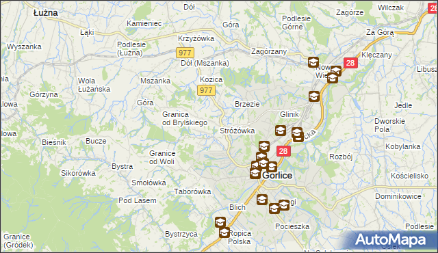 mapa Stróżówka, Stróżówka na mapie Targeo