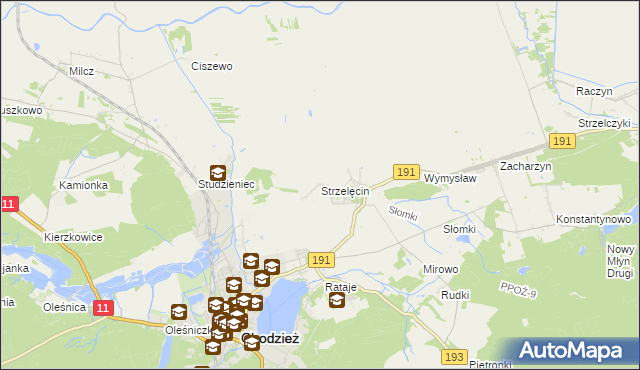 mapa Strzelęcin, Strzelęcin na mapie Targeo