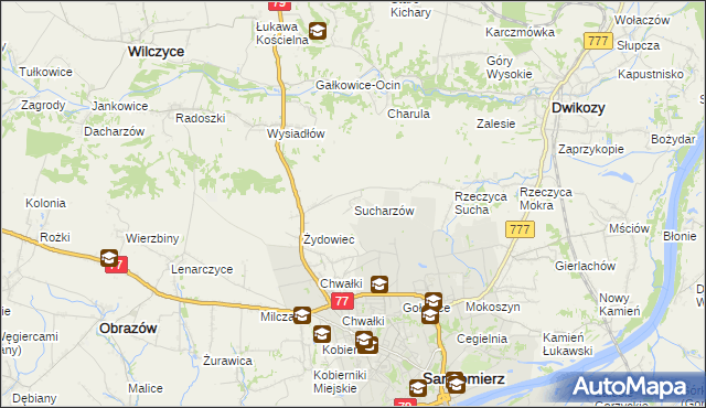 mapa Sucharzów, Sucharzów na mapie Targeo