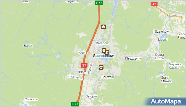 mapa Suchedniów, Suchedniów na mapie Targeo