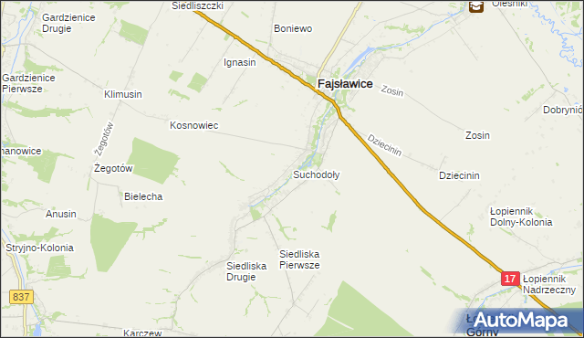 mapa Suchodoły gmina Fajsławice, Suchodoły gmina Fajsławice na mapie Targeo