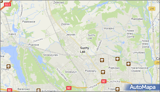 mapa Suchy Las powiat poznański, Suchy Las powiat poznański na mapie Targeo