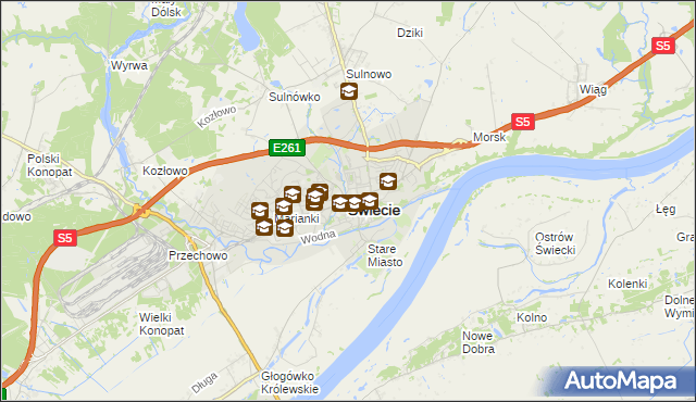 mapa Świecie, Świecie na mapie Targeo